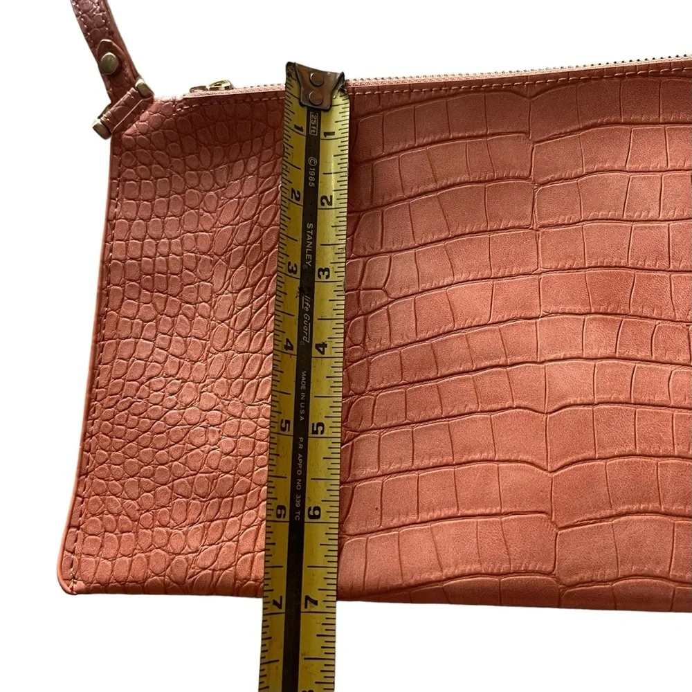 A‎ New Day Women's Coral Pink Alligator Printed Large Wristlet Zip Pouch